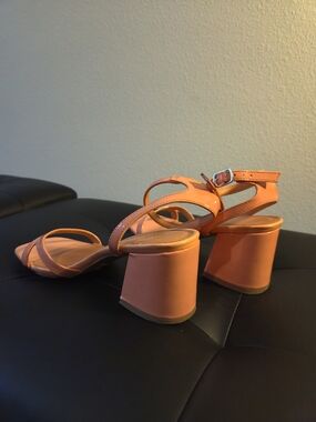 Charlotte Russe Orange Open-Toe Block Heel Sandals